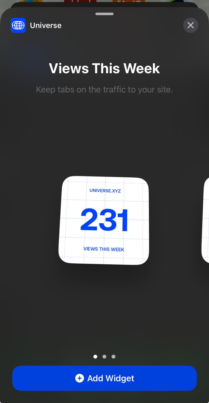 Views This Week Widget on iPhone
